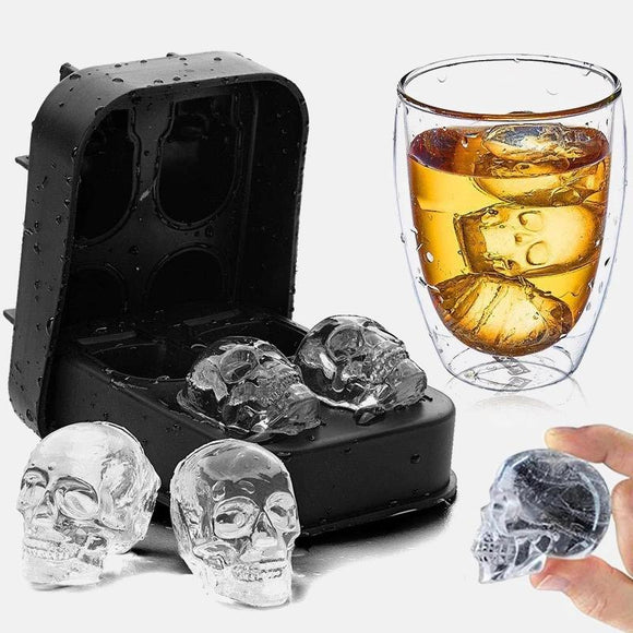 Flexible Silicone Ice Cube Trays 3D Skull Ice Cubes Mold