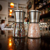 Premium Stainless Steel Glass Salt and Pepper Grinder Set