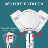 High Pressure Turbo Rrop Fan Shower Head 360° Rotation Water Saving