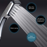 Handheld Pressurized Water Saving Shower Head with 300 Holes & Free Shower Hose