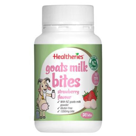 Healtheries Goats Milk Bites Strawberry Flavor 50 Tablets