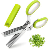 Herb Scissors Shears Cutter with 5 Blades Kitchen Gadgets