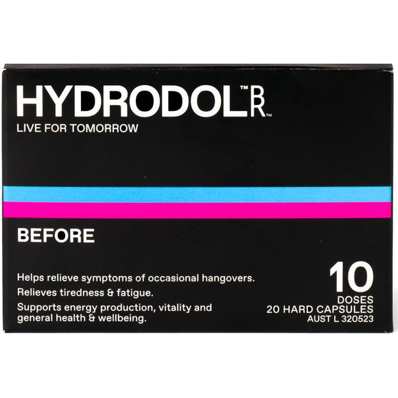 Hydrodol BEFORE Hangover Relief 10 Dose (20 Hard Capsules)