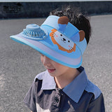 Children's Large Brim Sun Bonnet with Electric Fan