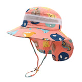 Kids Sun Protection Hat Adjustable Kids Hat Wide Brim Sun Hat with Chin Strap