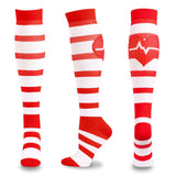 5 Pairs Knee-High Compression Socks Medical Red Cross Pattern Sports Stockings