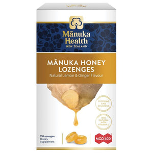 Manuka Health Manuka Honey Lozenges Ginger & Lemon 15 Pack 65g
