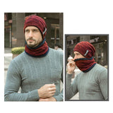 Men Winter Warm Scarf and Knitted Hat Beanies