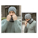 Men Winter Warm Scarf and Knitted Hat Beanies