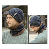 Men Winter Warm Scarf and Knitted Hat Beanies