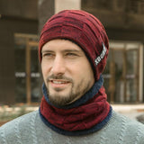 Men Winter Warm Scarf and Knitted Hat Beanies