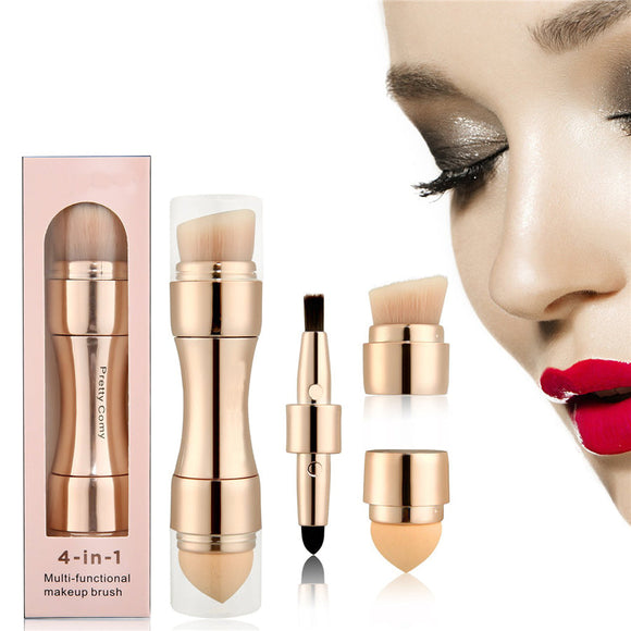 Mini 4 in 1 Multifunctional Makeup Brush Kit for Travel Cosmetic