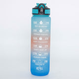 1000ML Motivational Fitness Sports Water Bottle With Time Marker & Straw
