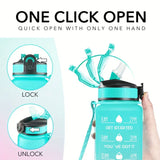 1000ML Motivational Fitness Sports Water Bottle With Time Marker & Straw
