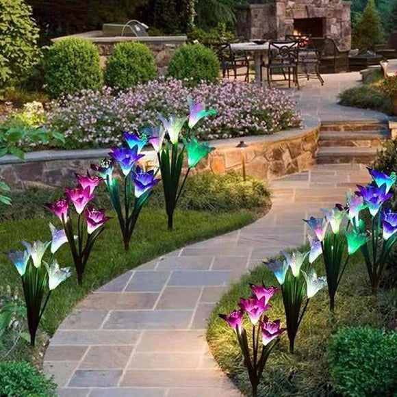 Multi-Color LED Lily Flower Solar Stake Lights