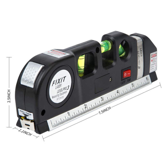 Precision Multi-Purpose Laser Level, Horizontal Vertical Laser Beam Measuring Tape