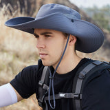 Wide Brim Bucket Hat Men's Fishing Hat Sun Cowboy Cap UPF 50+ Waterproof