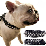 Adjustable PU Leather Pet Collar Punk Rivet Round Spikes Studded Dog Collars