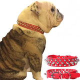 Adjustable PU Leather Pet Collar Punk Rivet Round Spikes Studded Dog Collars