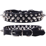 Adjustable PU Leather Pet Collar Punk Rivet Round Spikes Studded Dog Collars