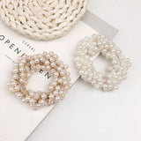 Pearls Beads Hair Rope Ponytail Holder Rubber Elastic Headbands
