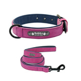 Personalized Genuine Leather Dog Collars Inner Padded with Engraving Nameplate