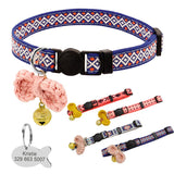 Personalized Ethnic Style Nylon Breakaway Cat Collar with ID Tags for Kitty Puppy