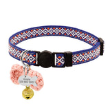 Personalized Ethnic Style Nylon Breakaway Cat Collar with ID Tags for Kitty Puppy