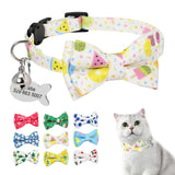 Personalized Print Cat Collar Puppy Kitty Quick Release ID Collars with Tie Bow