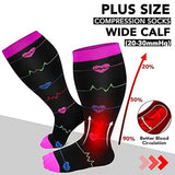 Plus Size Compression Socks Wide Calf for Men & Women - 3 Pairs