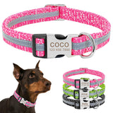Reflective Personalized Nylon Dog Collar with Engrave Nameplate ID