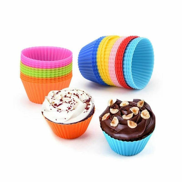 10Pcs Round Silicone Baking Cups Muffin Cupcakes Molds Mould
