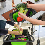 Collapsible Strainer  Kitchen Silicone Funnel Drain Basket with Extendable Handle