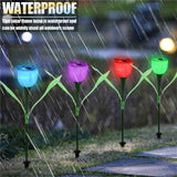 2pcs Solar Powered Tulip Flower Garden Night Lights LED Patio Stake Lamp