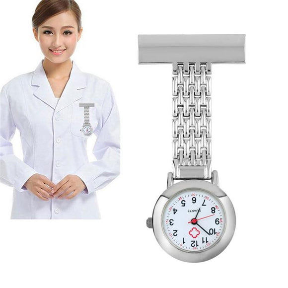 Stainless Steel Quartz Nurses Fob Pocket Watch