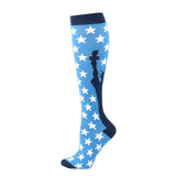 3 Pairs Knee-High Compression Socks US Flag Pattern Sports Stockings