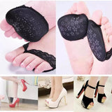 2 Pairs Lace Invisible Anti-Slip High Heeled Shoes Pads Forefoot Half Yard Pad