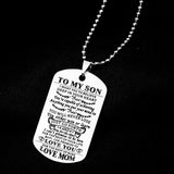 To My Son Daughter Dog Tags Pendant Necklace Stainless Steel Military Necklace