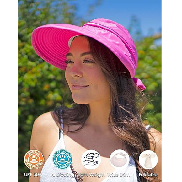 Simplicity Hats for Women UPF 50+ UV Sun Protective Convertible Beach Visor Hat