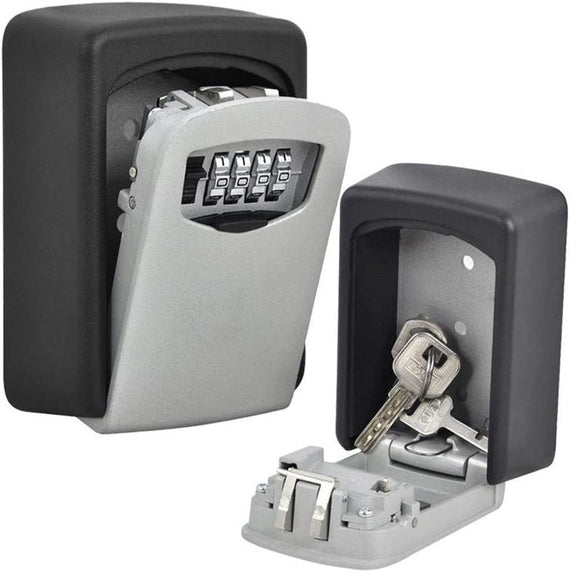 Wall-Mounted Key Lock Box with Four-Digit Combination