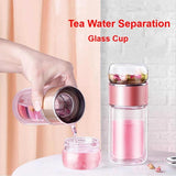 Double Wall Glass Water Bottles Tea Infuser Tea Separation Tumbler Cup