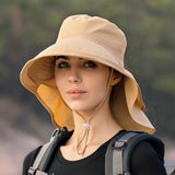 Wide Brim Sun Hat for Women with Neck Flap Summer Sun Protection Cap
