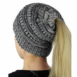 Winter Ponytail Knitted Beanie Hat Warm Confetti Caps