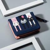 Women Cute Cat Wallet Coin Purse Bifold Wallet Clutch Bag