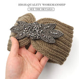 Women Knitted Headbands Sequin Flower Crochet Head Wrap