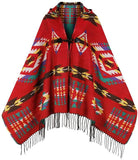 Women's Bohemian Casual Winter Hooded Shawl Plaid Capes Blanket