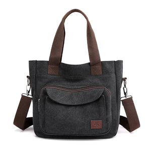 Multi-pocket Top Handle Convertible Canvas Tote Crossbody Bag Handbags