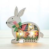 Wooden Easter Ornaments with LED Light Decoration Bunny Rabbit Tabletop Craft