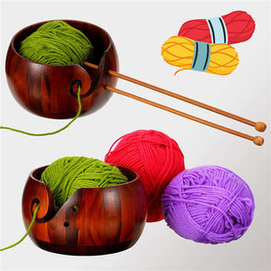 Natural Wood Yarn Holder Bowls for Knitting Indian Rosewood Yarn