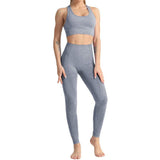 Yoga Gym Suit Seamless Leggings Crop Top 2-Piece Workout Set